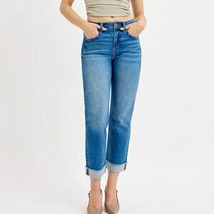 RISEN Full Size High Rise Boyfriend Fit Ankle Jeans Plus SIze